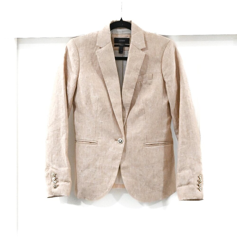 J. Crew Size 0 100% Linen Tan Campbell Neutral Tan Blazer